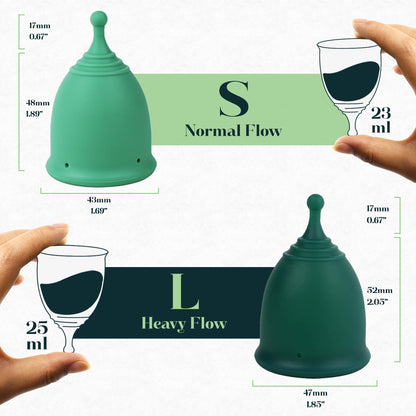 Reusable Menstrual Cups, Set of 2 with Box (Small & Large)