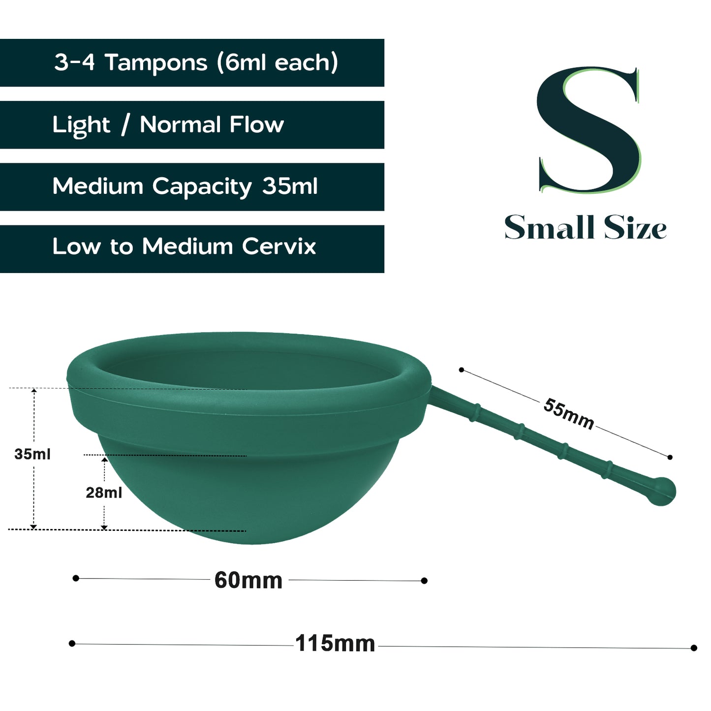 Reusable Menstrual Disc Small - Dark Green